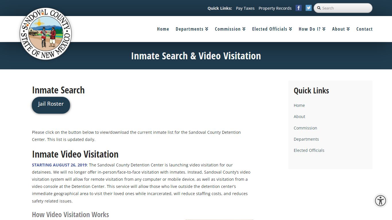 Inmate Search & Video Visitation - Sandoval County